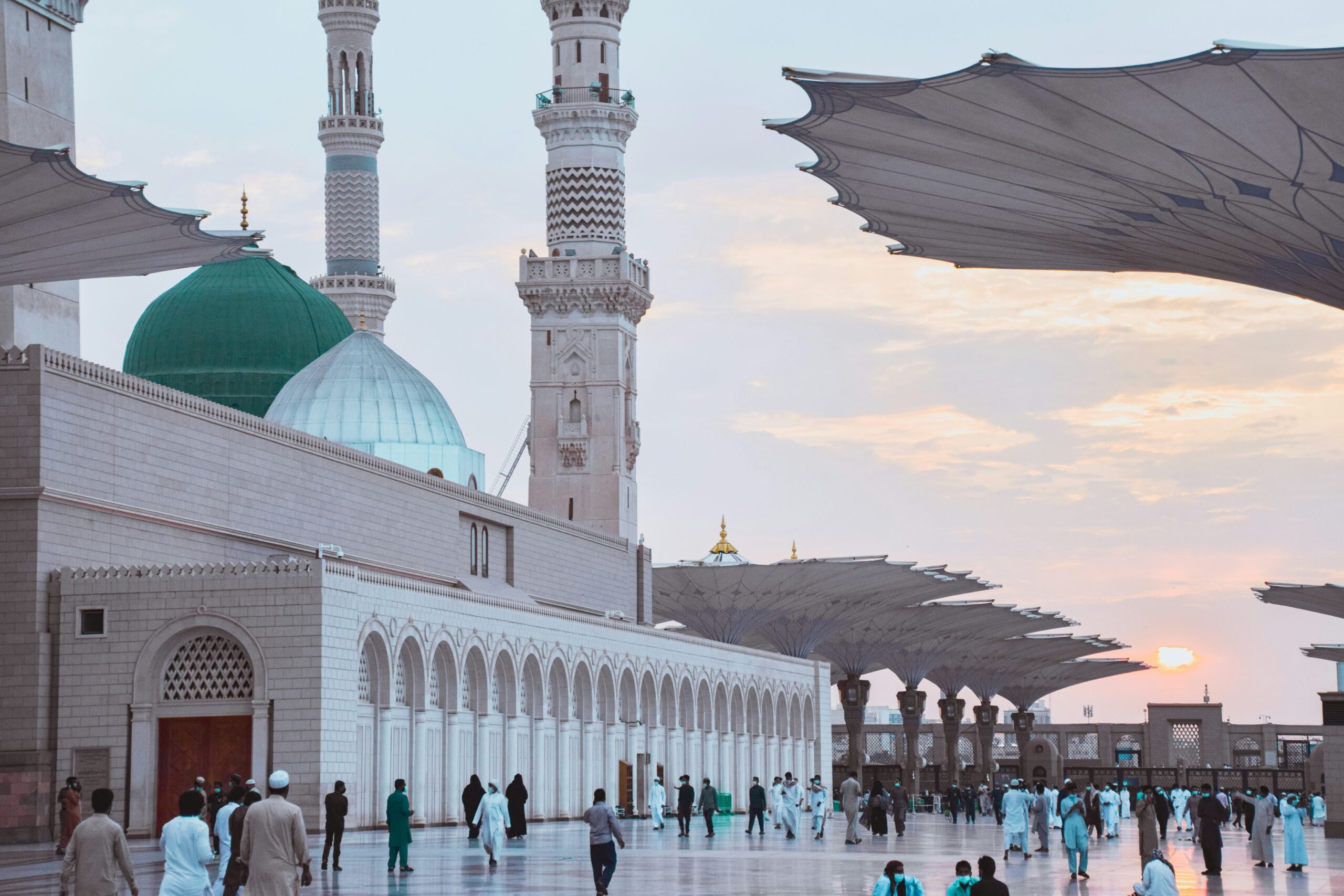 Masjid Al Haram Kaaba with pilgrims in Ihram performing Tawaf