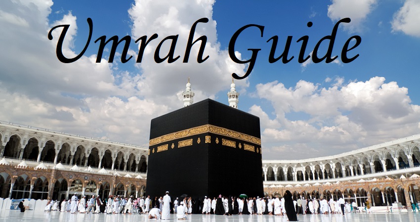 Pilgrims in white Ihram performing Umrah